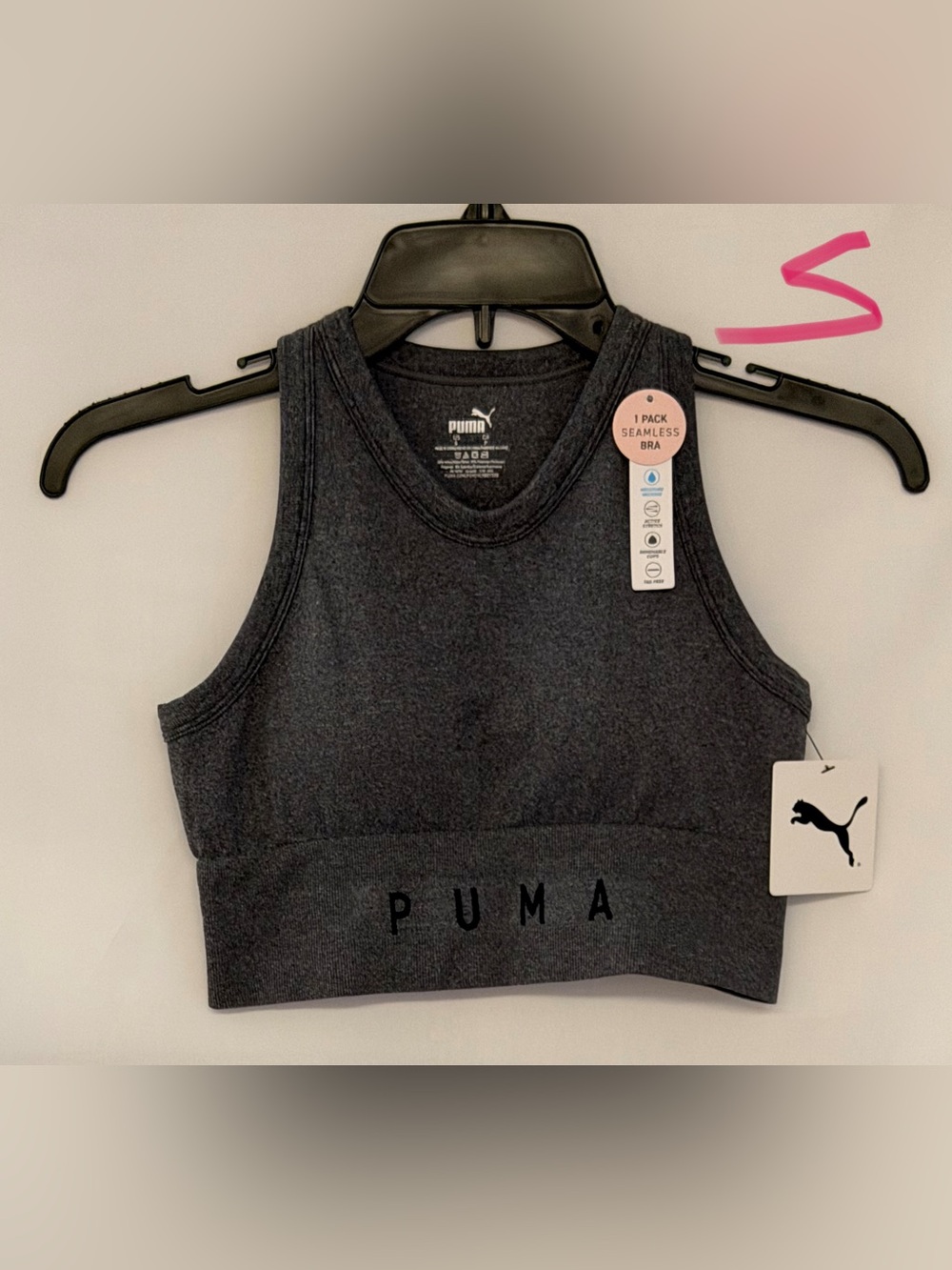 Puma Charcoal Gray Seamless Crop Sports Bra Tank
